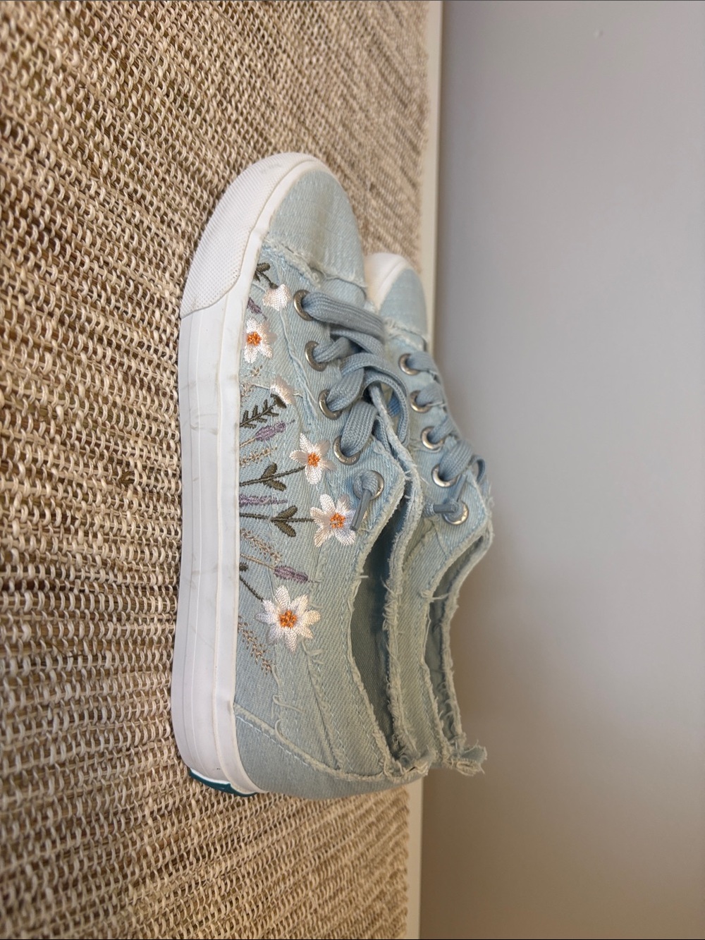 Blowfish Light Blue Floral Embroidered Canvas Sneakers